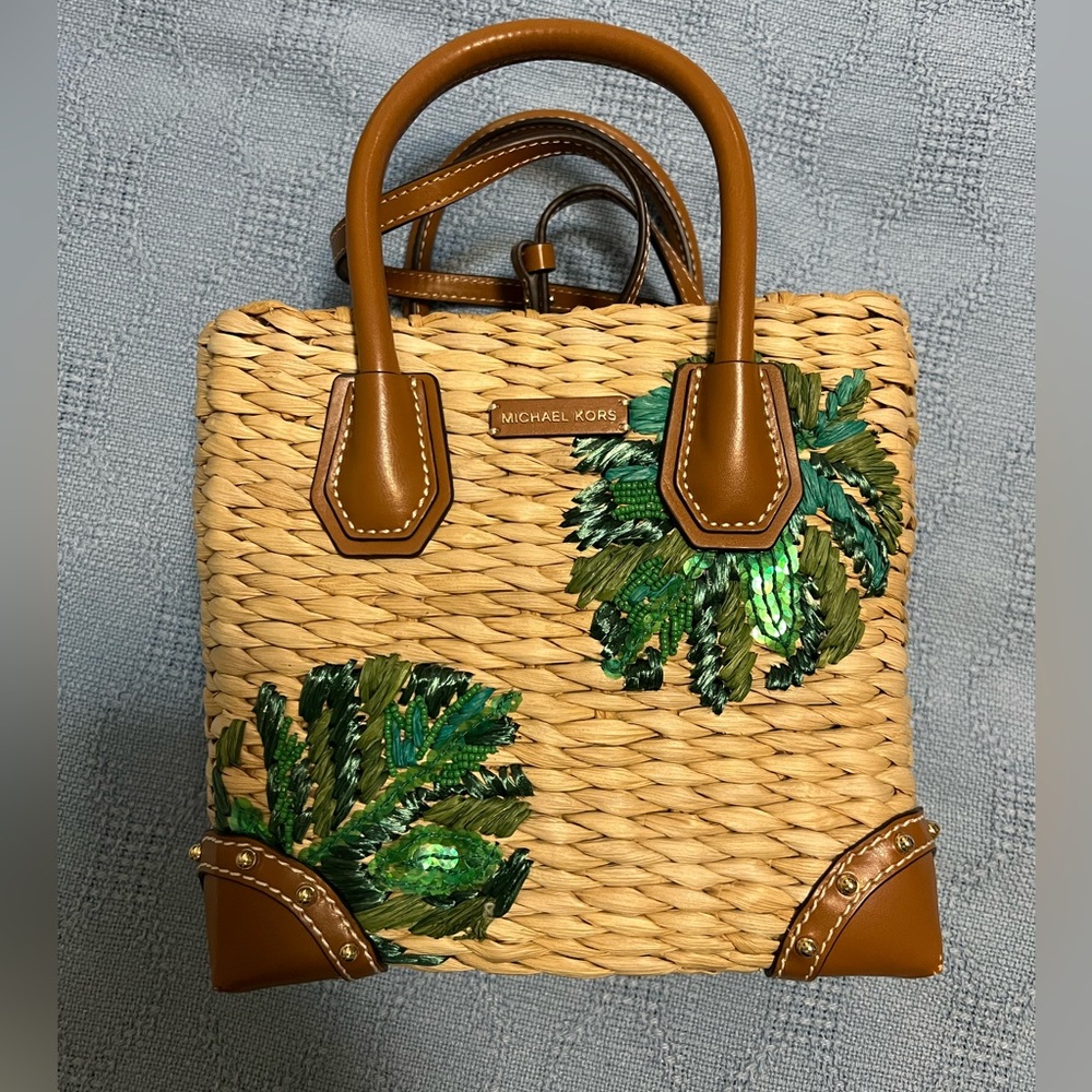 Michael Kors Malibu Medium Straw Crossbody